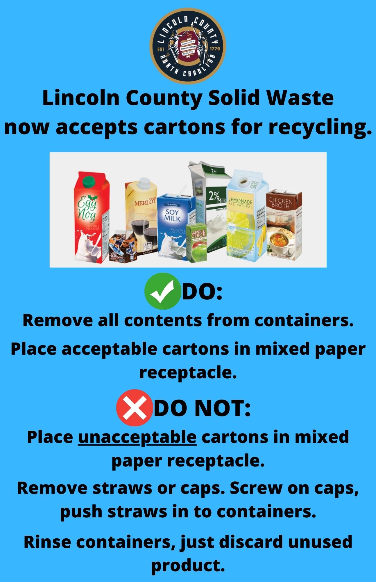 Lincoln County Solid Waste now collects cartons.